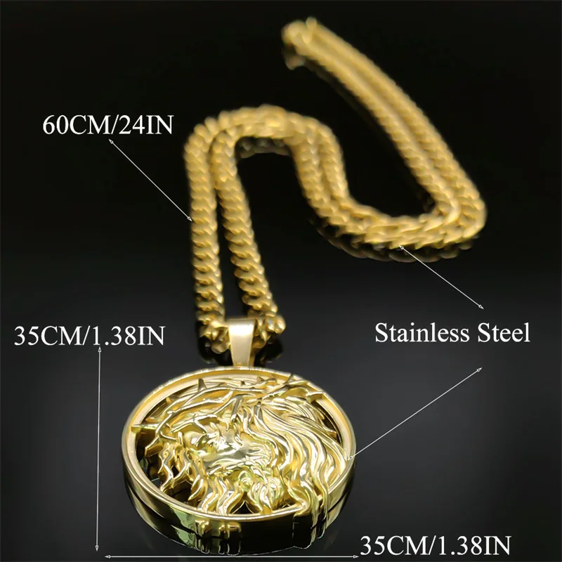 Jesus Crown of Thorns Necklace for Men – Gold Stainless Steel Chain - Image 3
