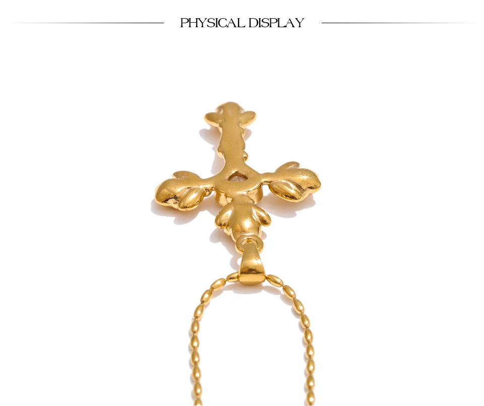 Gold Sparkle Rose Cross Pendant Necklace Women - Image 5